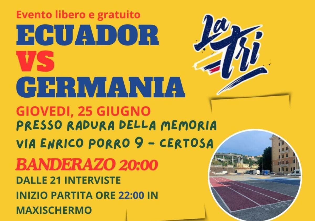 Ecuador-Germania, stasera a Certosa maxischermo gratuito per l'attesissimo match