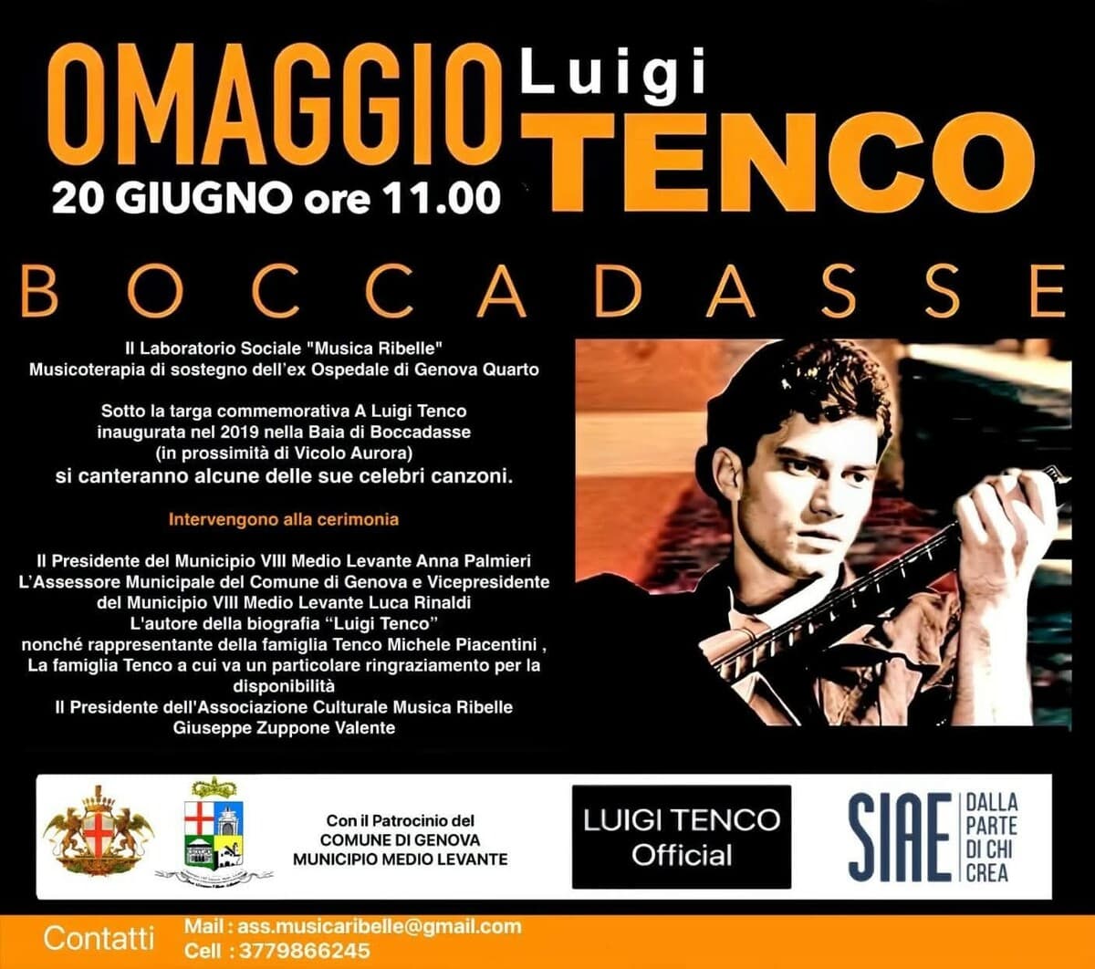 Boccadasse, la città celebra Luigi Tenco: un concerto nel borgo a pochi passi dal suo vicolo