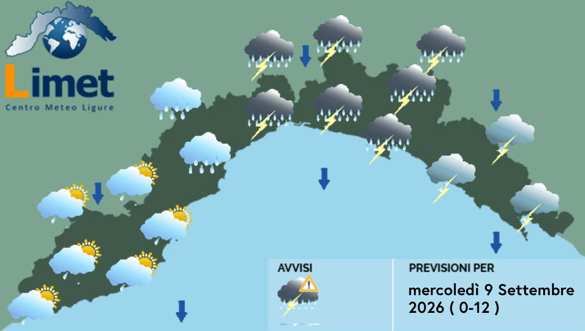 Meteo, al mattino temporali intensi tra Genovesato e Golfo Paradiso: possibili grandinate