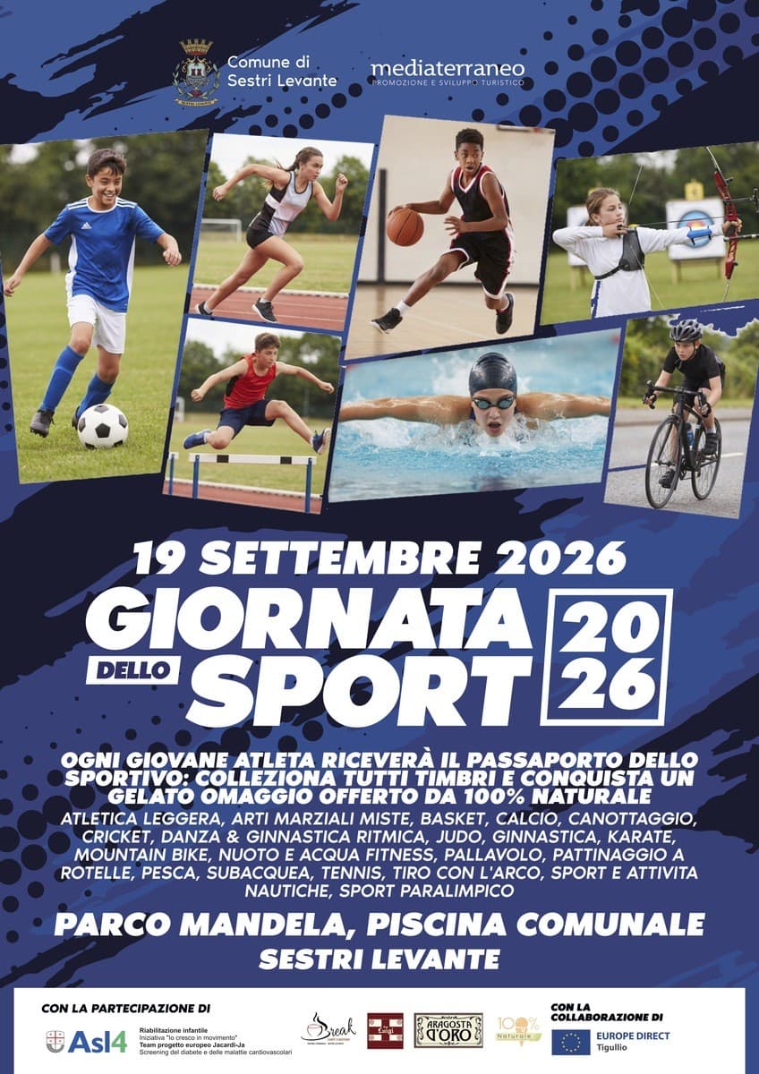 Sestri Levante: al Parco Mandela torna la Giornata dello Sport con oltre venti discipline e screening sanitari