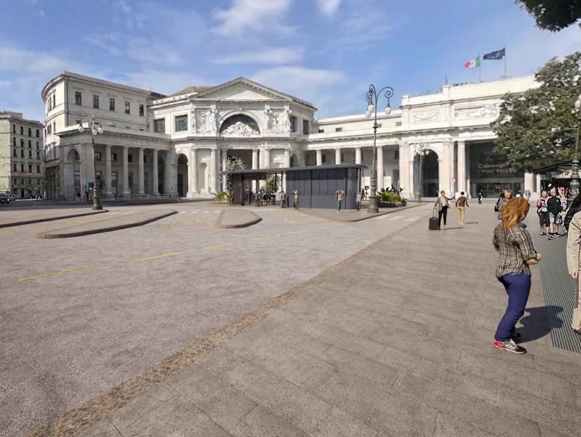 Principe, la piazza davanti alla stazione diventerà pedonale. Ecco come sarà alla fine dei lavori