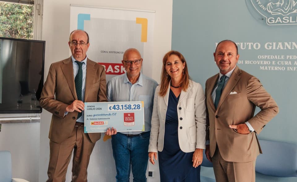 Basko dona oltre 40 mila euro al Gaslini per i bambini ricoverati senza un adulto accanto