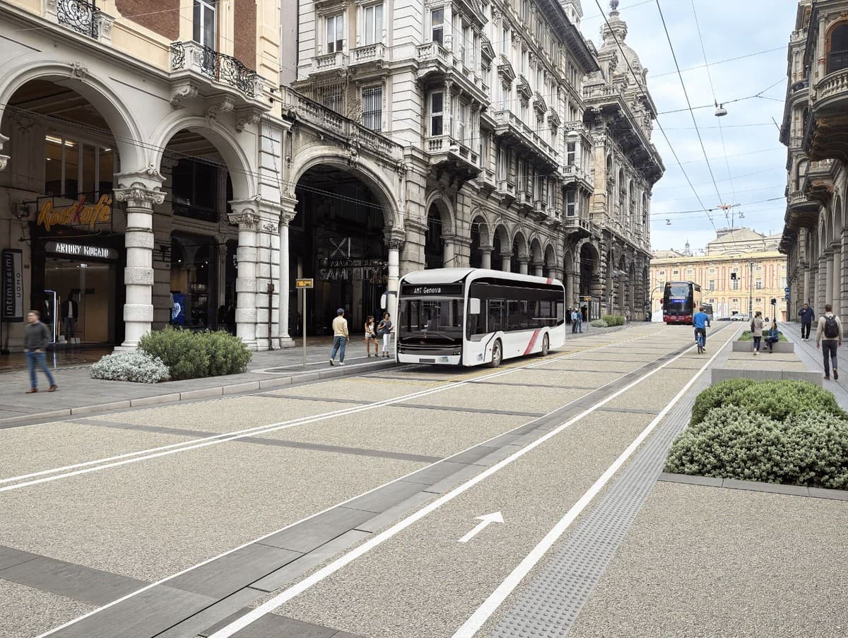 Rivoluzione via XX Settembre, addio all'asfalto, i filobus traslocano a centro strada e spazio a bici e pedoni