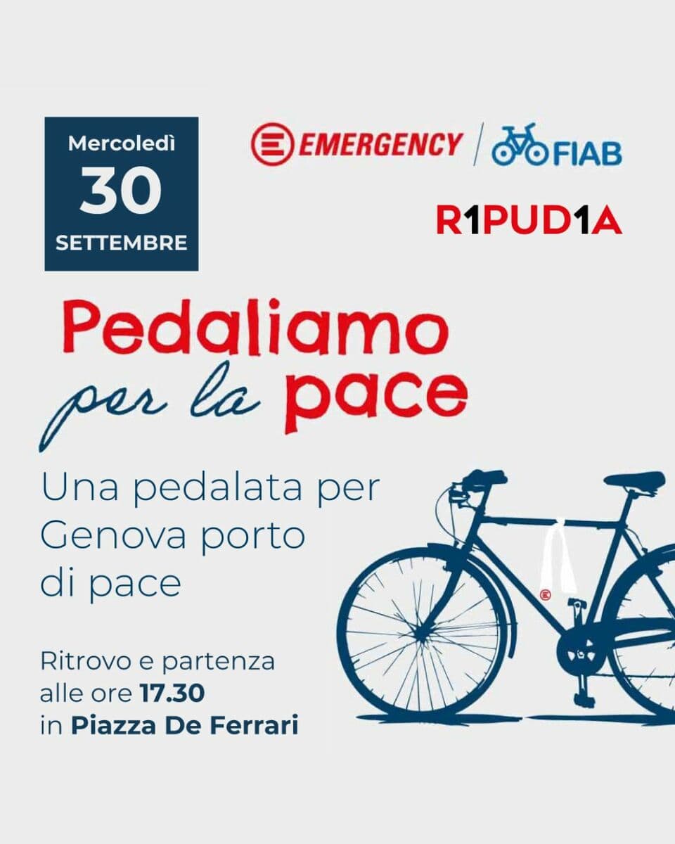Torna "Pedaliamo per la pace": la mobilitazione di Emergency e Fiab contro la guerra e il traffico d'armi